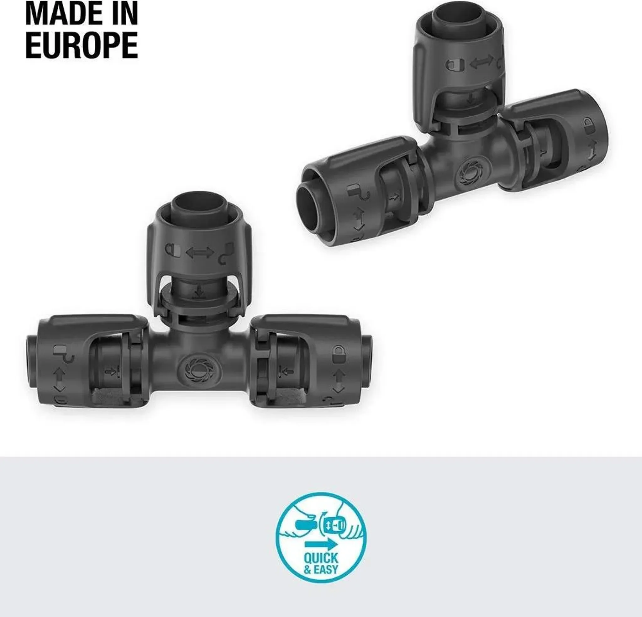 GARDENA 13 mm T-Stück mit Außengewinde – 5er-Pack, UV-beständig, frostsicher
